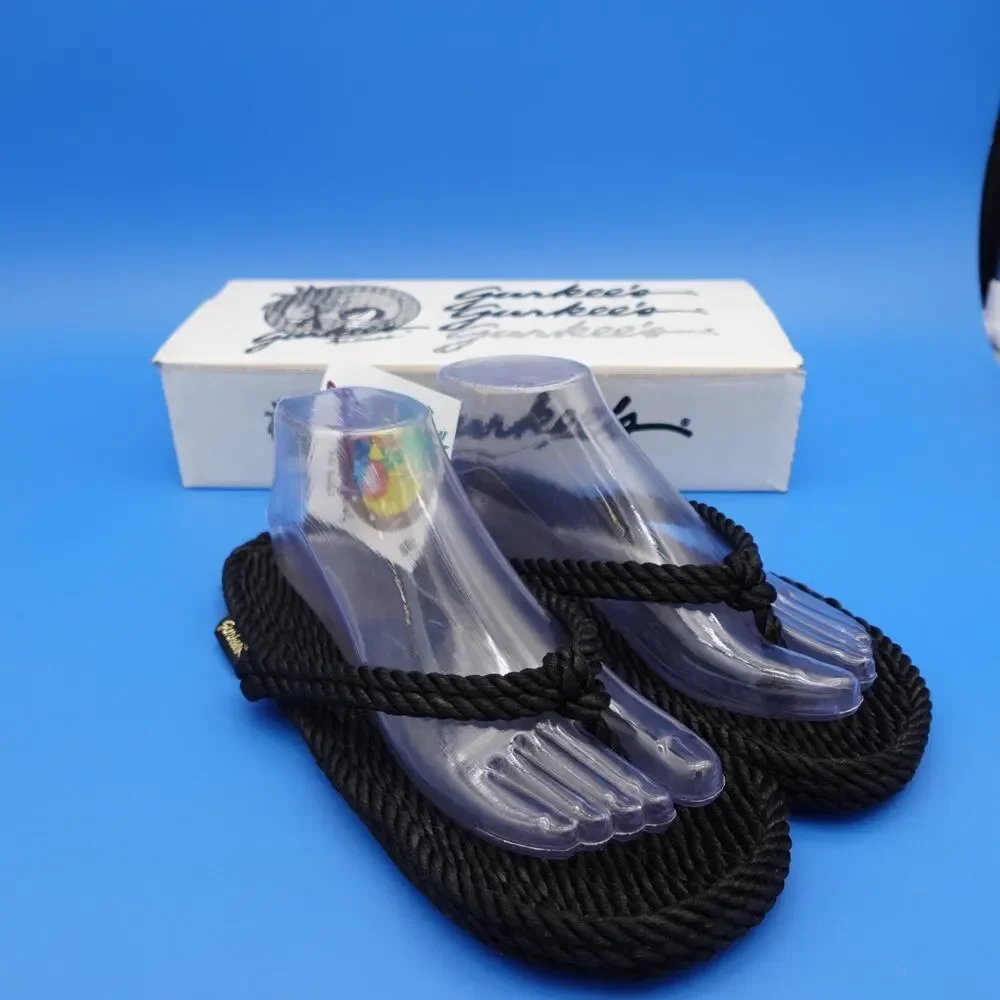 Gurkee’s Tobago Thong Rope Sandals Men’s Size 7.5-8 Black New With Box